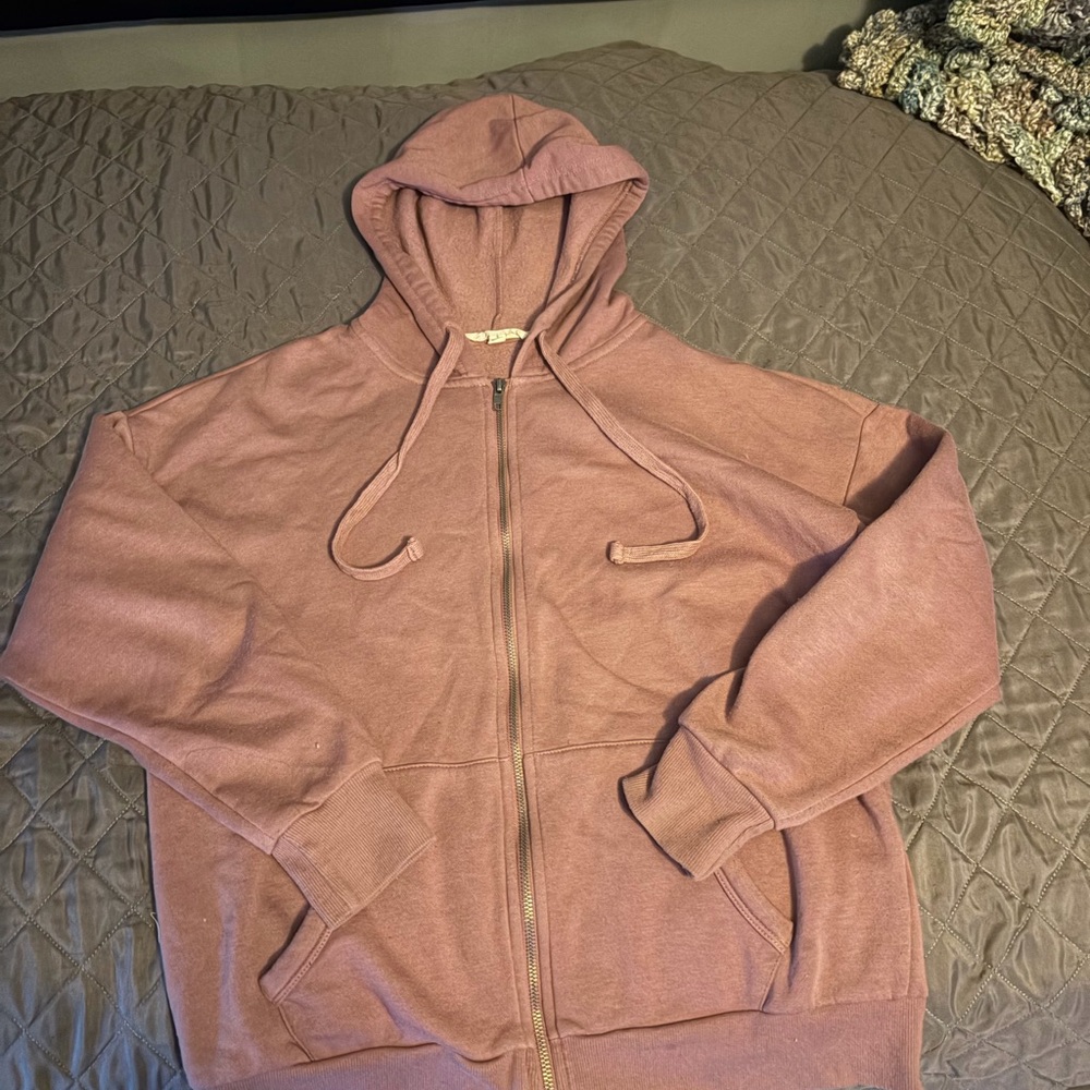 Pink Rose Women’s Zip Up Sweater - Dusty Pink